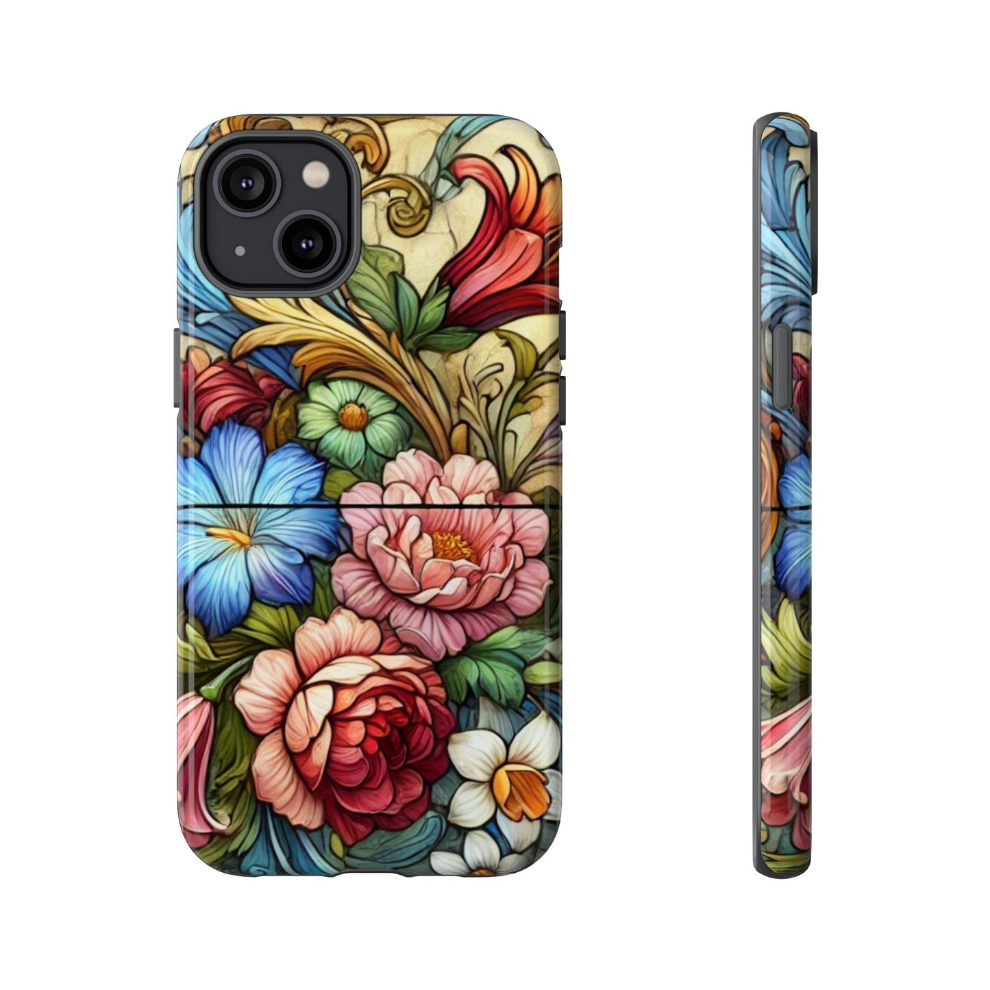Floral Phone Case, Tough Cases with Colorful Floral Design, Gift for Her, Elegant Phone Cover, Spring Vibes, Unique Design