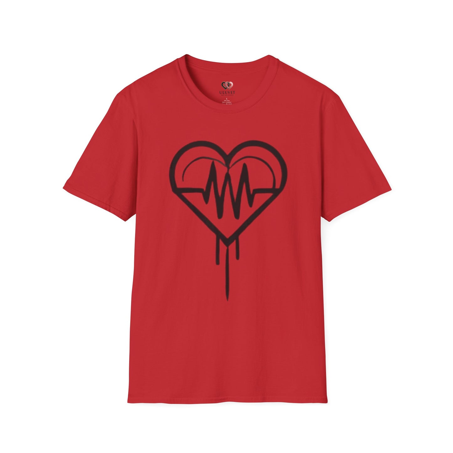 Heartbeat Graphic Unisex T-Shirt, Softstyle Tee, Heartbeat Shirt, Casual Wear, Gift for Music Lovers, Heartbeat Art