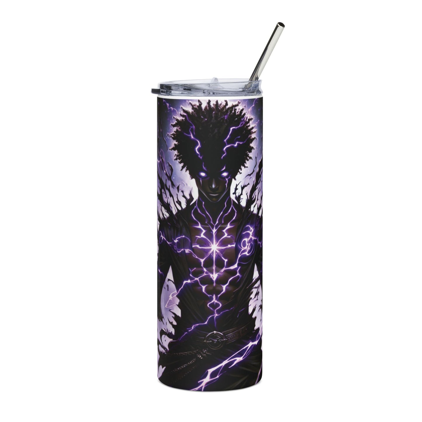 20oz Stainless Tumbler — Purple Lightning Demon Meditation Design