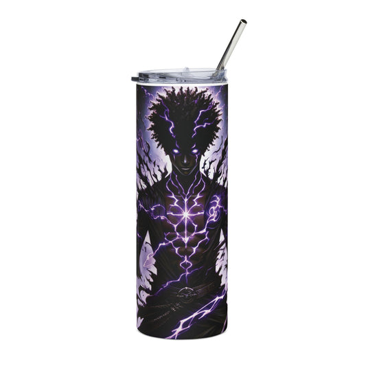 20oz Stainless Tumbler — Purple Lightning Demon Meditation Design