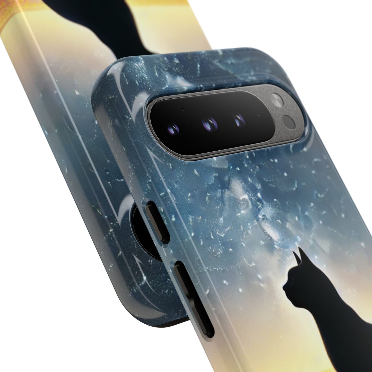 Cat Silhouette Phone Case | Floral Night Sky Design | Unique Gift, Cat Lover, Nature Lover, Birthday, Handmade