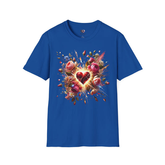 Romantic Floral Heart T-Shirt | Gift for Her | Valentine's Day, Anniversary, Casual Wear, Softstyle Tee, Perfect for Love