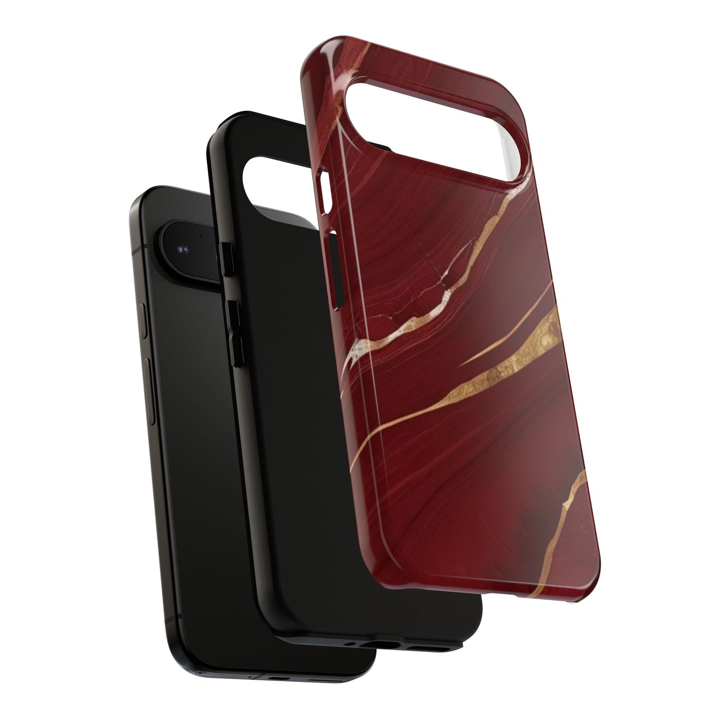 Elegant Red Marble Phone Case - Tough Cases, Stylish Phone Cover, Gift for Her, Luxe Cellphone Protection, Modern Accessories