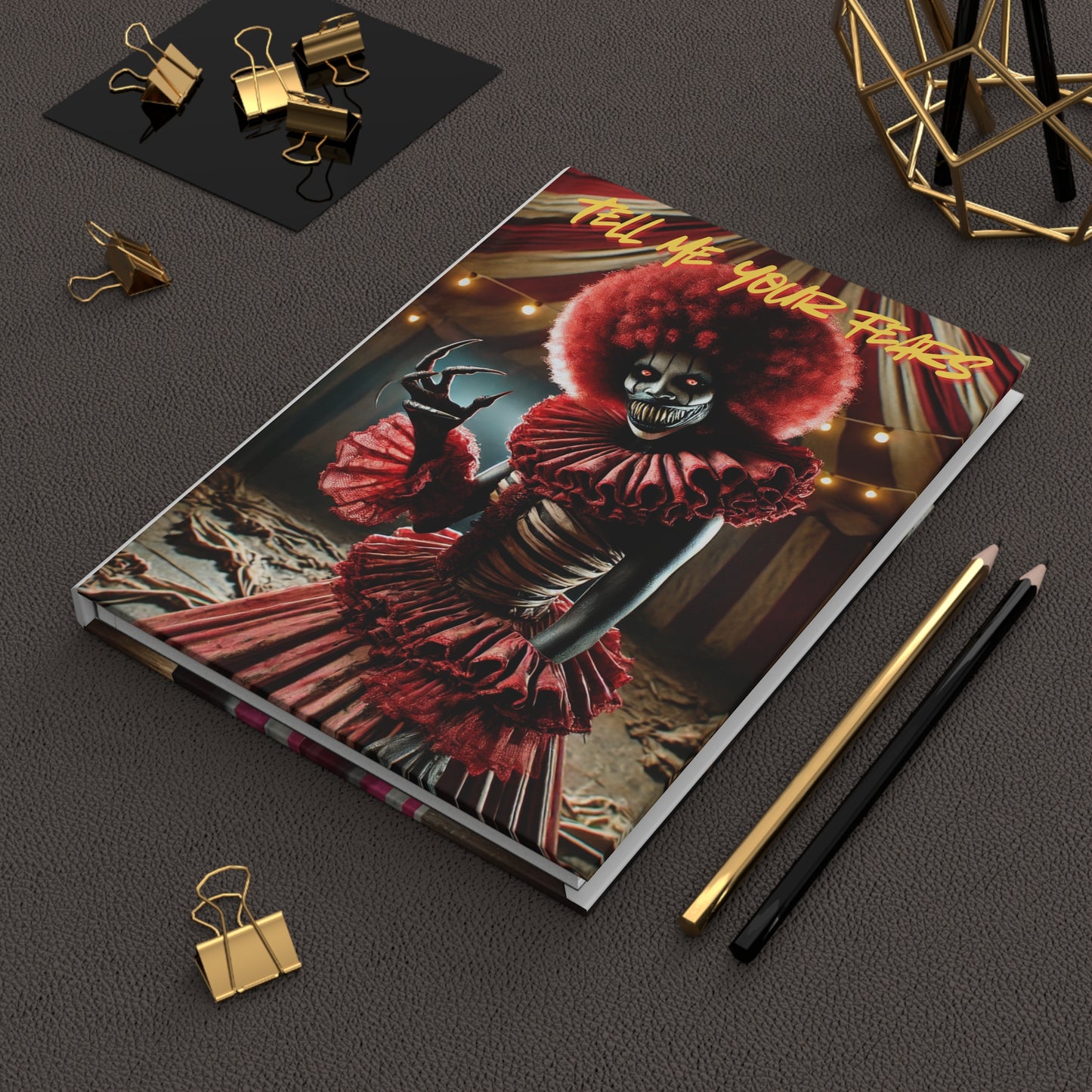 Creepy Clown Hardcover Journal | Horror Notebook, Gift for Halloween, Unique Journal, Ghastly Clown Diary, Spooky Writing Book