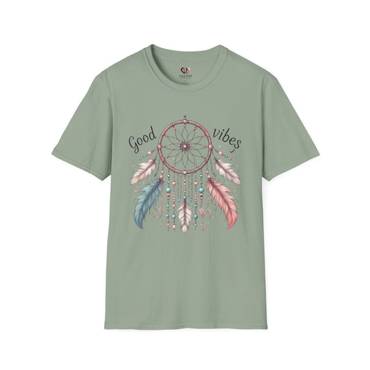 Good Vibes Dreamcatcher Unisex Softstyle T-Shirt, Boho Tee, Festival Shirt, Gift for Her, Positive Energy Apparel