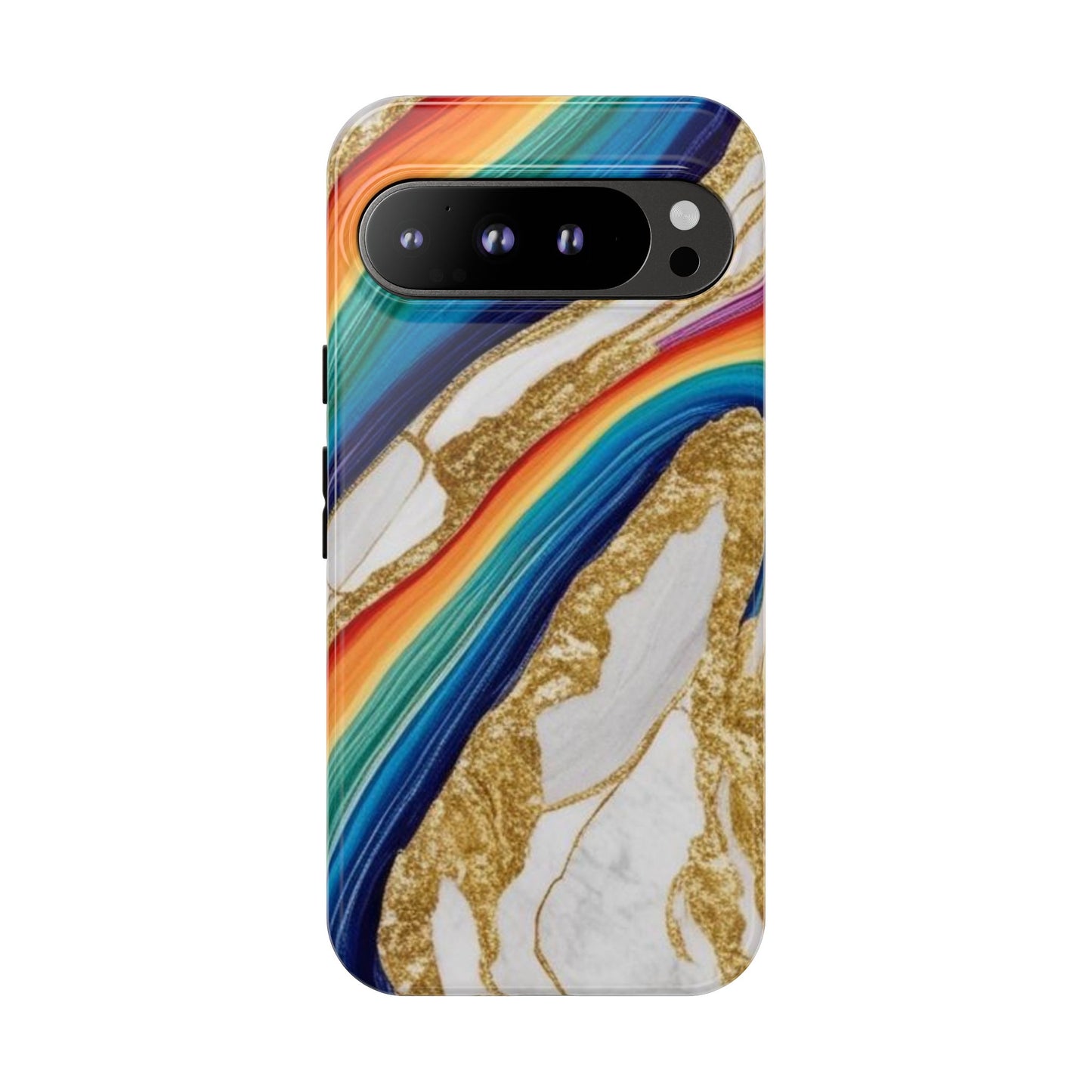 Colorful Marble Phone Case with Rainbow Design, Tough Phone Cover, Customizable Gift, Trendy Cell Accessories, Unique Style