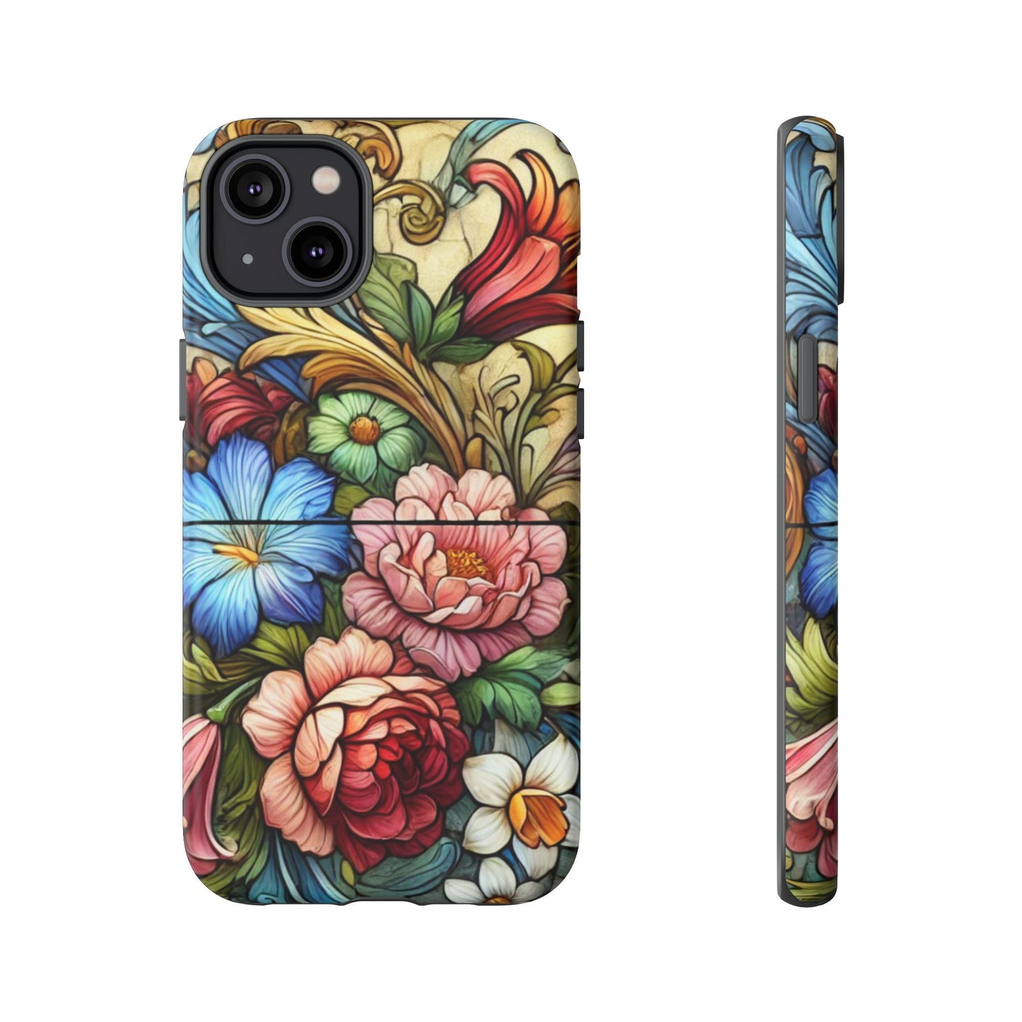 Floral Phone Case, Tough Cases with Colorful Floral Design, Gift for Her, Elegant Phone Cover, Spring Vibes, Unique Design