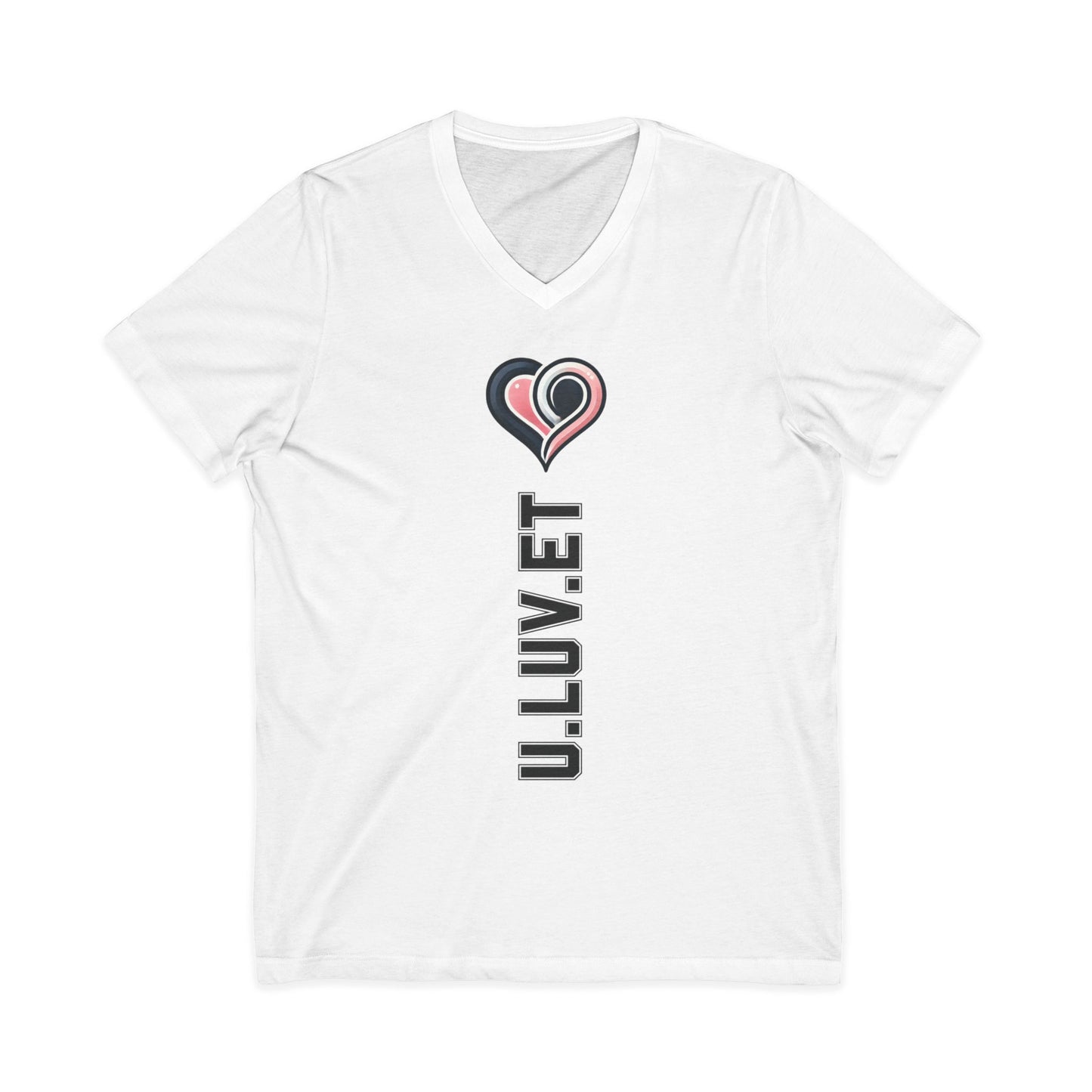 Heartfelt Love V-Neck Tee | Unisex Jersey Short Sleeve Shirt | Perfect for Valentine's, Anniversaries, Casual Wear, Gifts