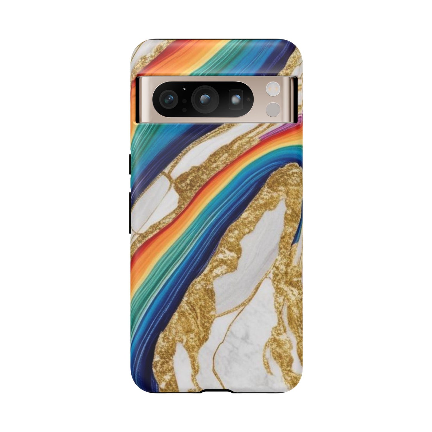 Colorful Marble Phone Case with Rainbow Design, Tough Phone Cover, Customizable Gift, Trendy Cell Accessories, Unique Style