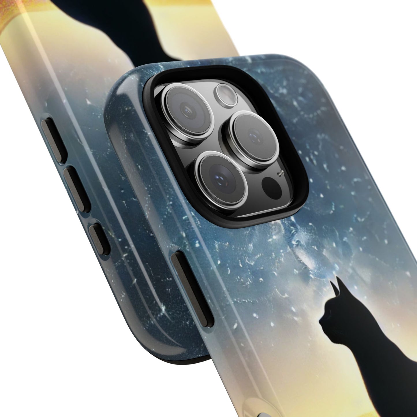 Cat Silhouette Phone Case | Floral Night Sky Design | Unique Gift, Cat Lover, Nature Lover, Birthday, Handmade