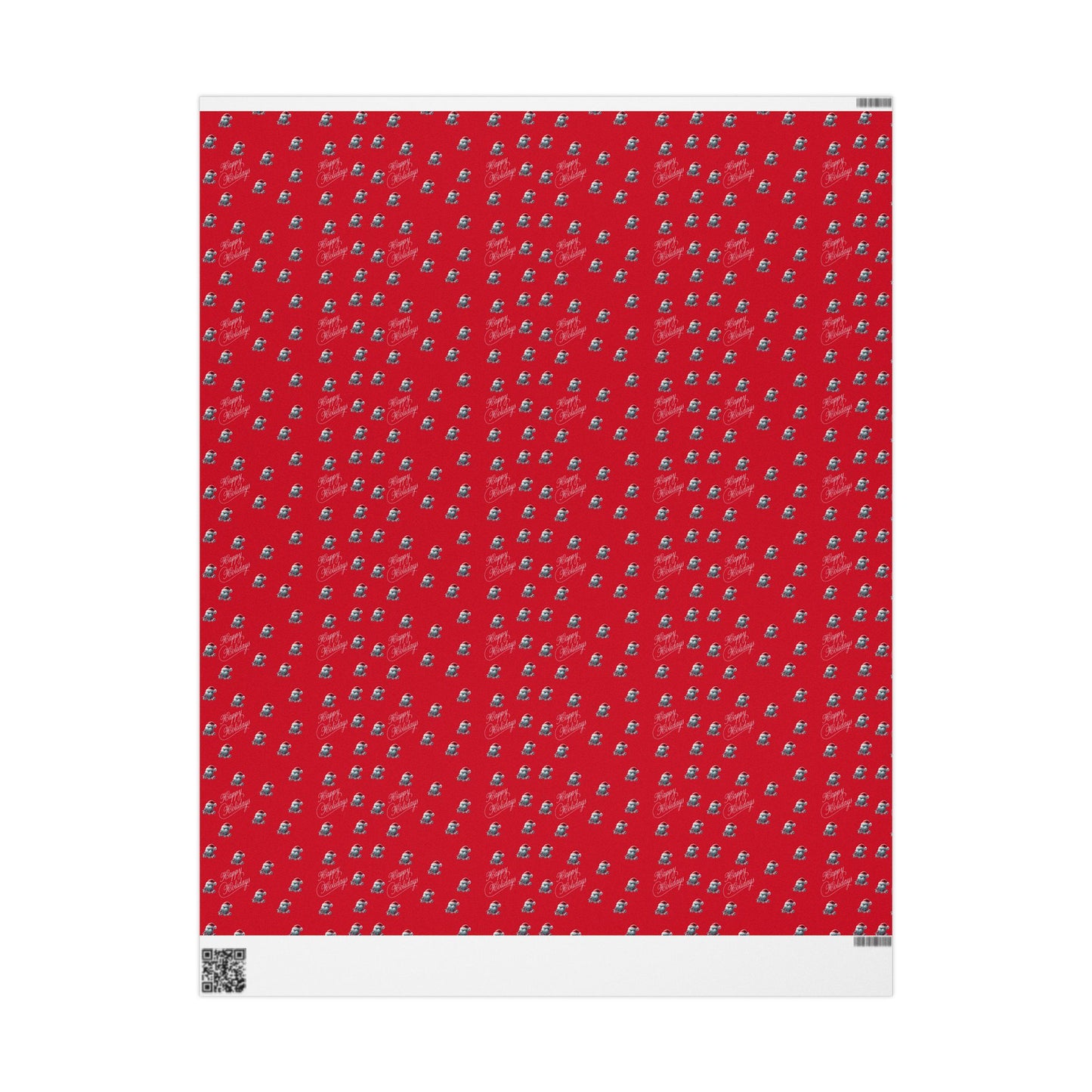 Festive Wrapping Paper Roll - Red with Holiday Patterns