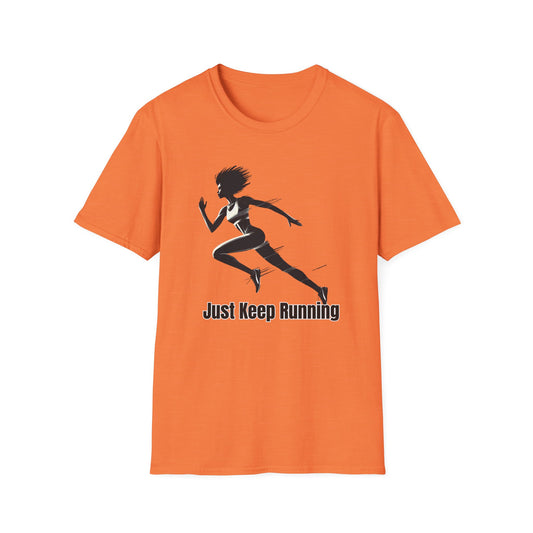 Motivational Running Tee, Unisex Softstyle T-Shirt for Athletes, Gift for Runners, Fitness Apparel, Just Keep Running Shirt