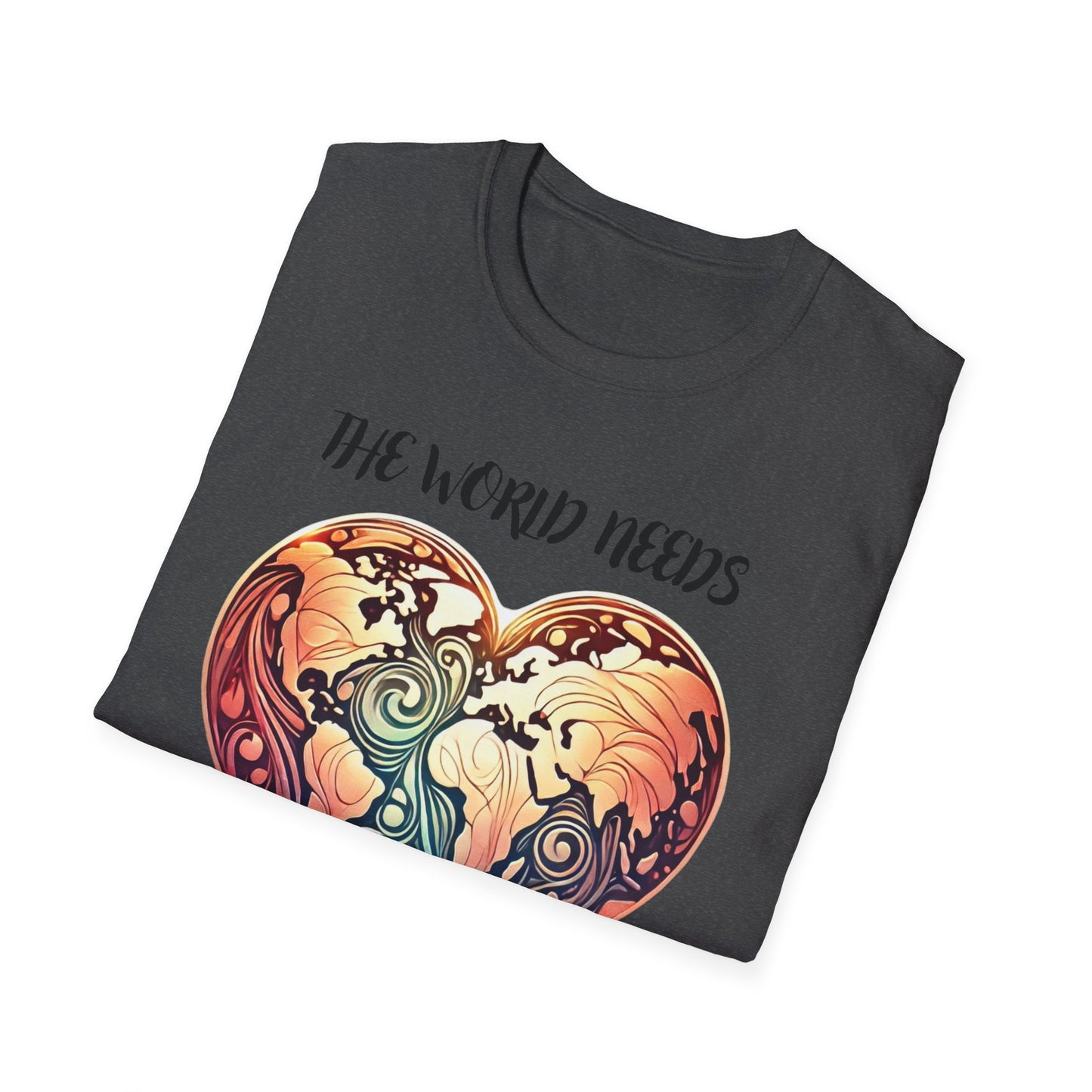 The World Needs More Love T-Shirt, Comfortable Tee, Gift for Friends, Romantic Gift, Heart Design, Feel Good Apparel