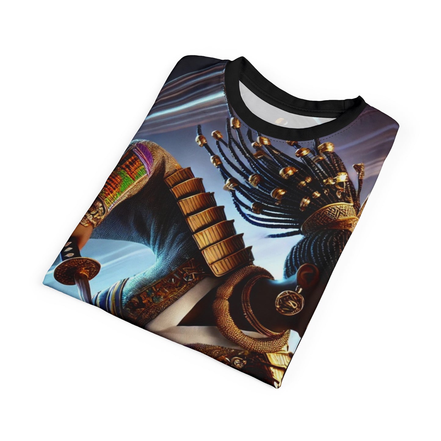 Warrior Queen Graphic Tee — Futuristic Kinetic African Warrior Design