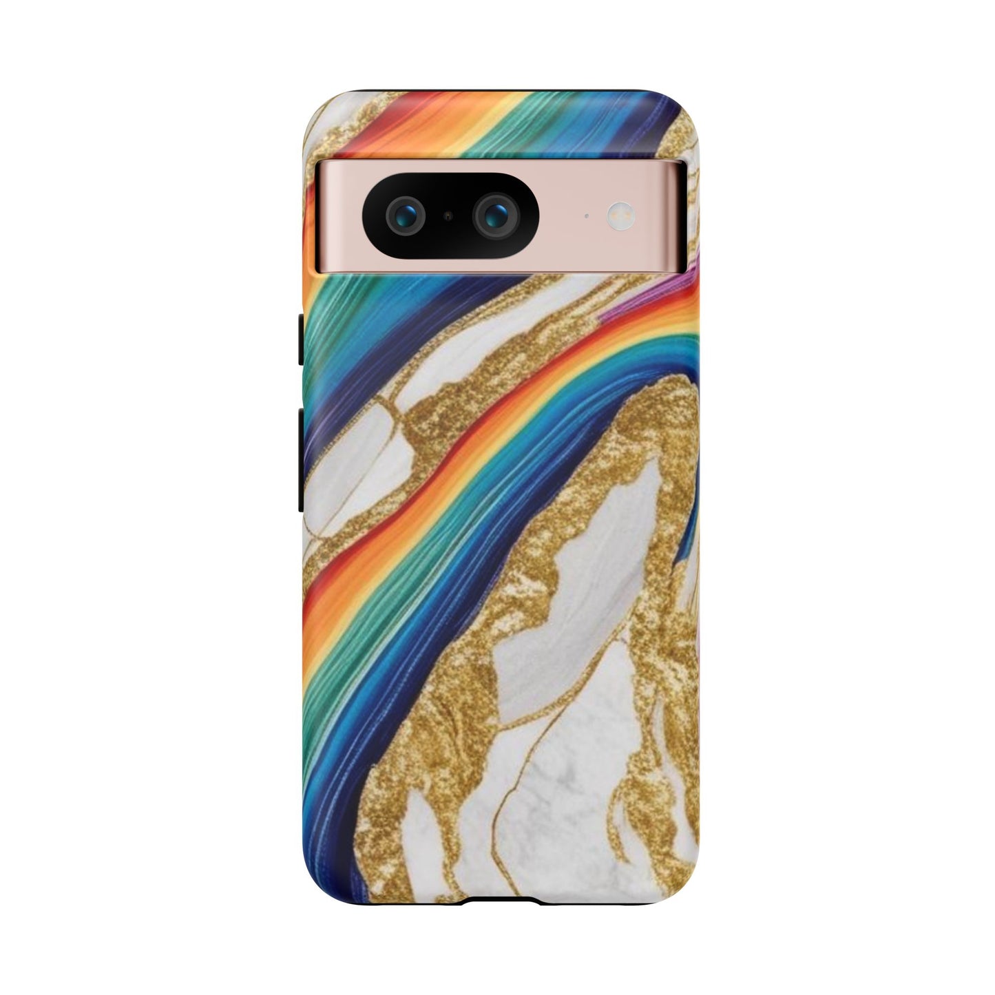 Colorful Marble Phone Case with Rainbow Design, Tough Phone Cover, Customizable Gift, Trendy Cell Accessories, Unique Style