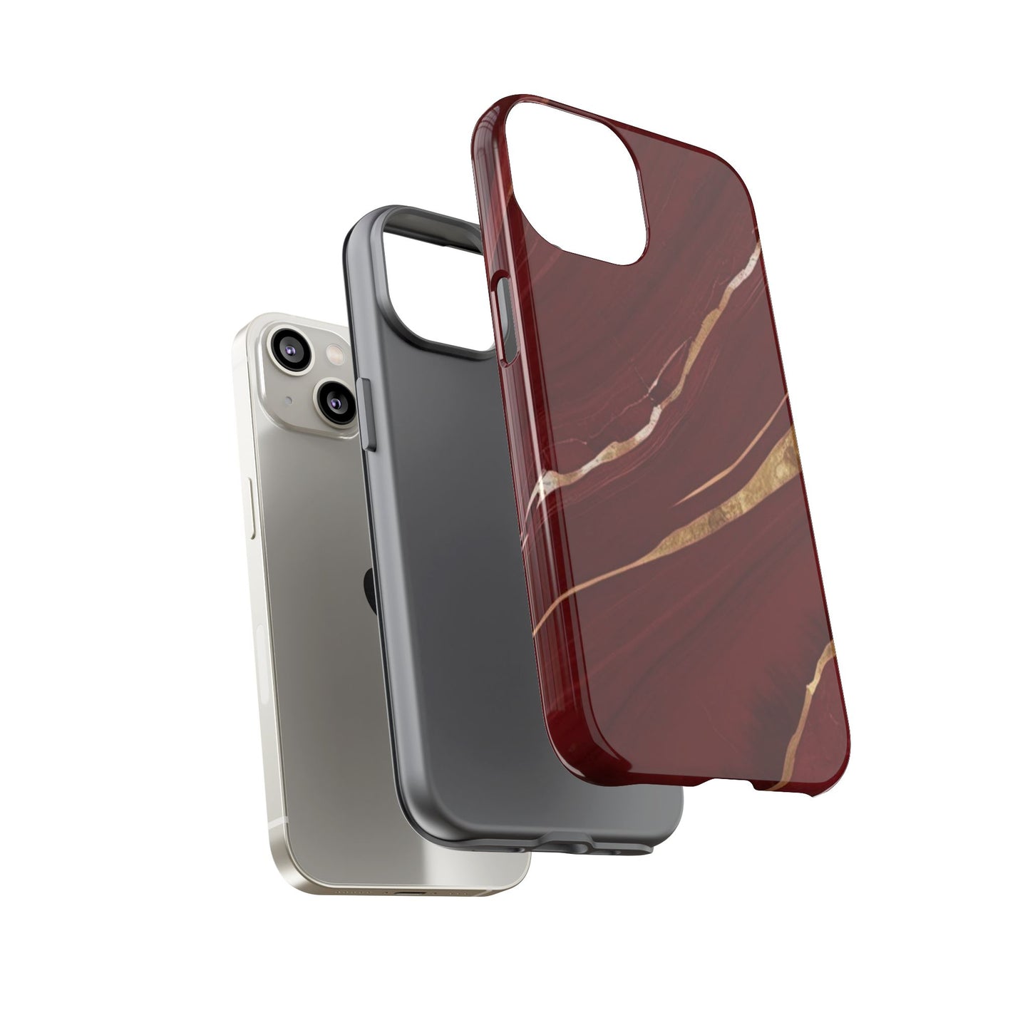 Elegant Red Marble Phone Case - Tough Cases, Stylish Phone Cover, Gift for Her, Luxe Cellphone Protection, Modern Accessories