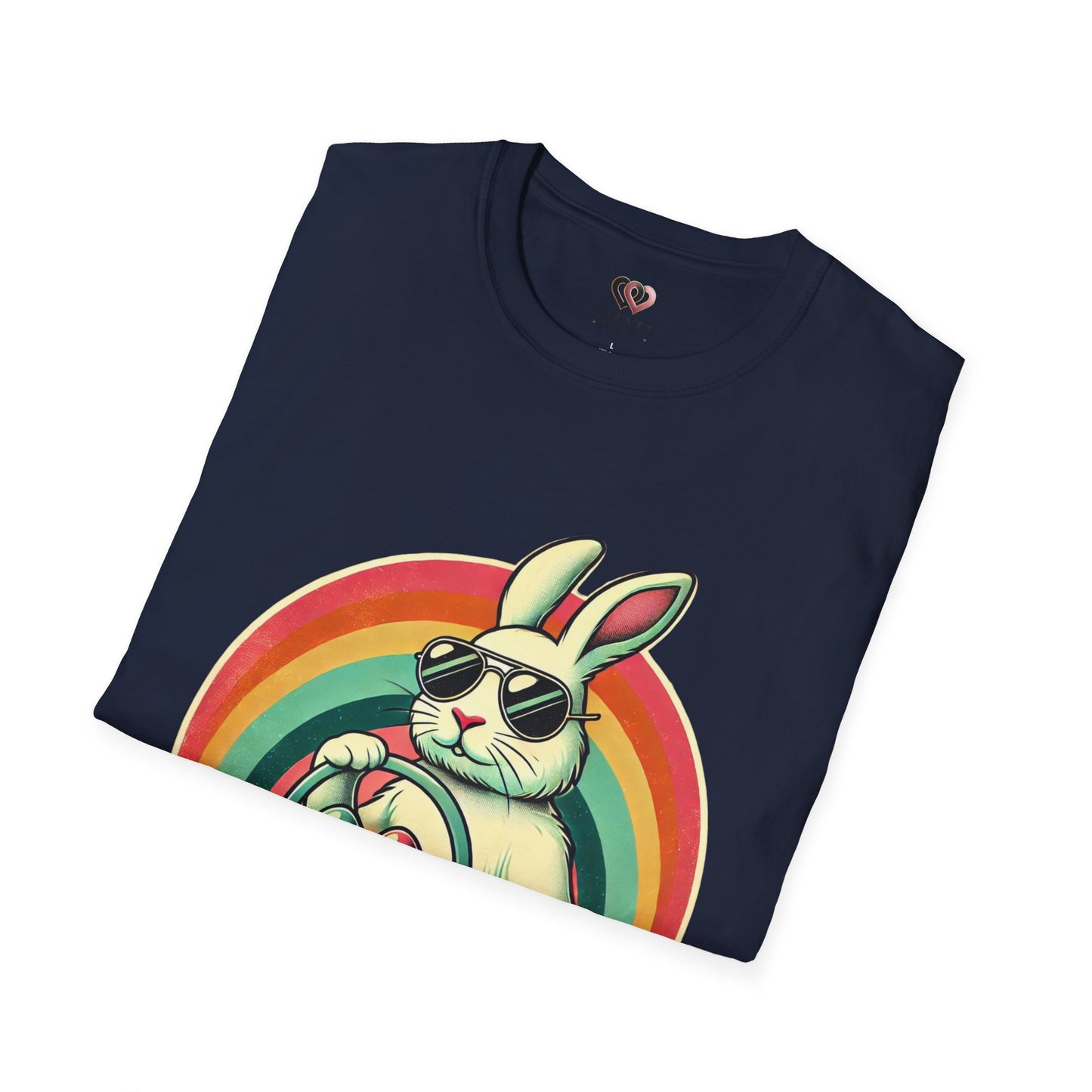 Retro Bunny Easter T-Shirt, Cute Rabbit Graphic Tee for Spring Celebrations, Unisex Softstyle Shirt, Perfect for Easter and Brunch, Fun Gift