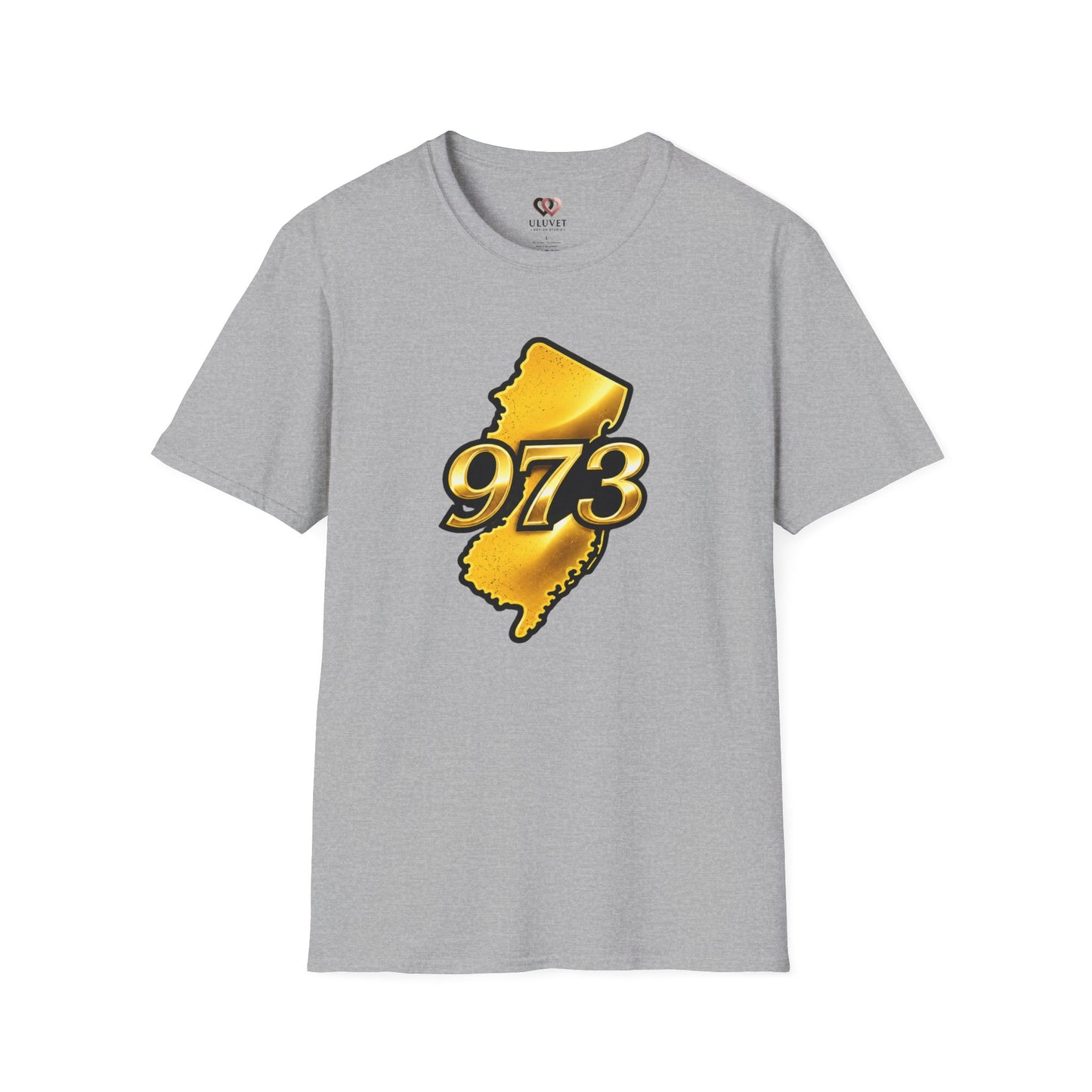 973 New Jersey State T-Shirt — Gold Jersey Area Code Tee