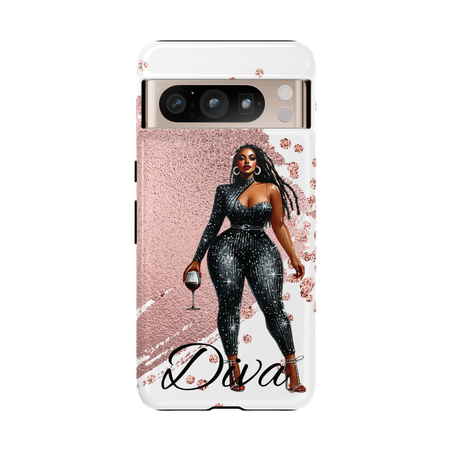 Glamorous Diva Cell Phone Case, Stylish Female Beauty Cover, Tough Cases for Women, Fabulous Girl Boss Accessories, Fashionable Lady Phone