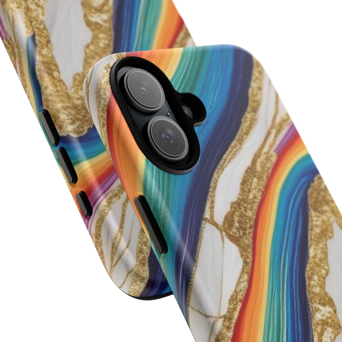 Colorful Marble Phone Case with Rainbow Design, Tough Phone Cover, Customizable Gift, Trendy Cell Accessories, Unique Style