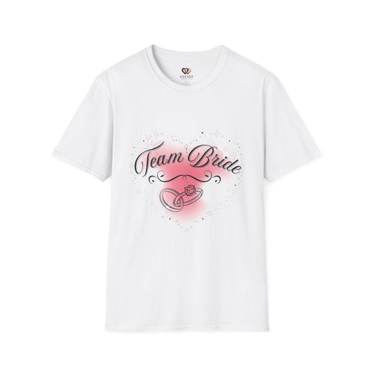 Team Bride T-Shirt, Wedding Party Tee, Bridal Shower Gift, Unisex Softstyle Shirt, Engagement Celebration Top, Bachelorette Party Outfit