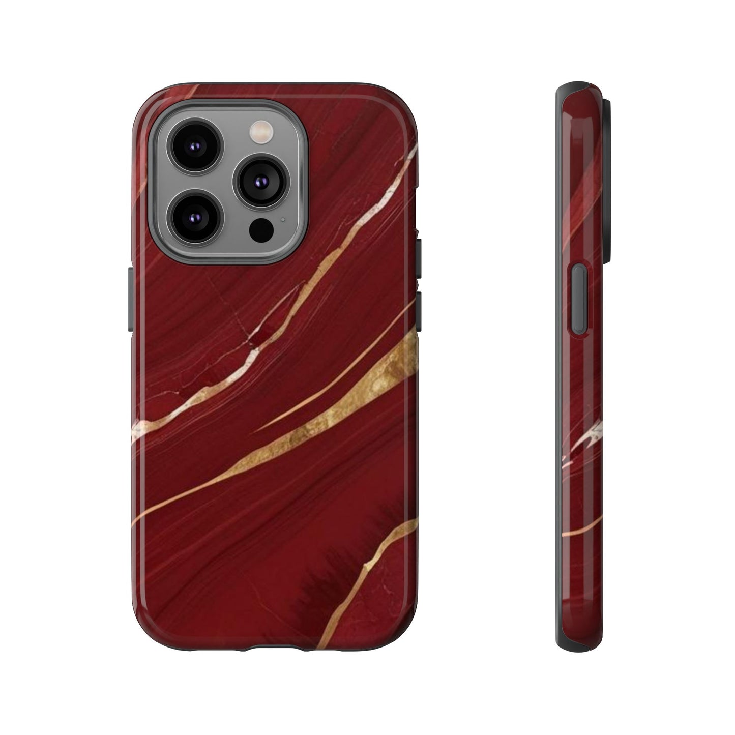 Elegant Red Marble Phone Case - Tough Cases, Stylish Phone Cover, Gift for Her, Luxe Cellphone Protection, Modern Accessories