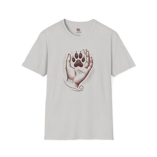 Paw Print Hand Unisex T-Shirt, Pet Lover Gift, Animal Rescue Shirt, Dog Mom Dad Apparel, Birthday, Adoption Day, Casual Wear