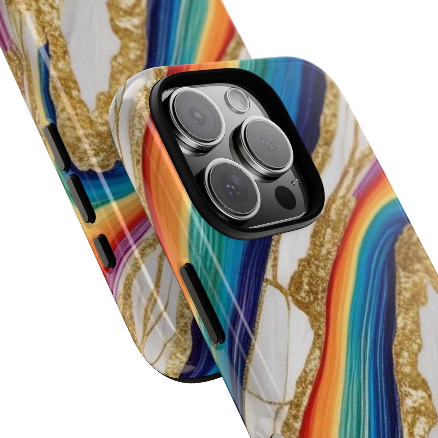 Colorful Marble Phone Case with Rainbow Design, Tough Phone Cover, Customizable Gift, Trendy Cell Accessories, Unique Style