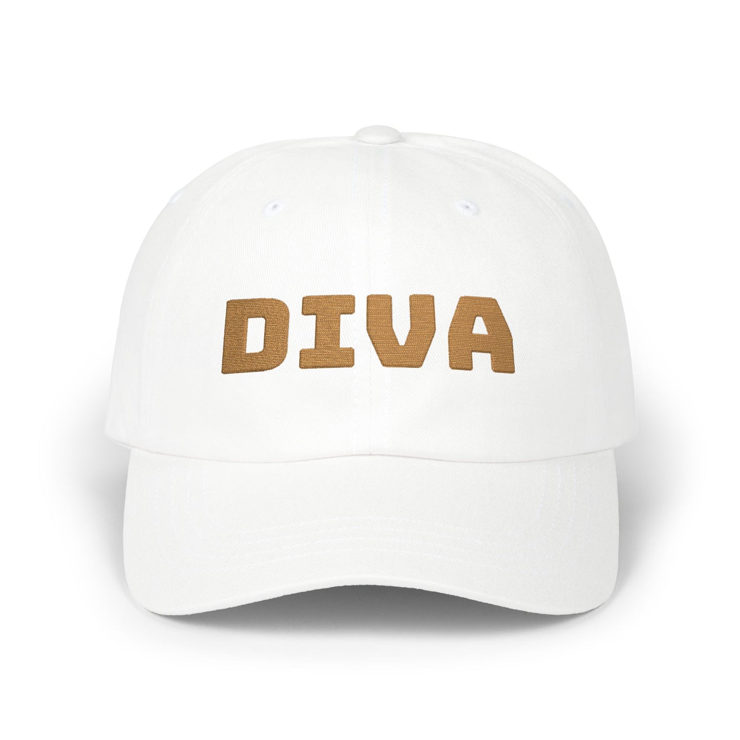 Diva Classic Dad Cap, Trendy White Hat, Casual Wear, Gift for Her, Stylish Sun Hat, Perfect for Summer Days