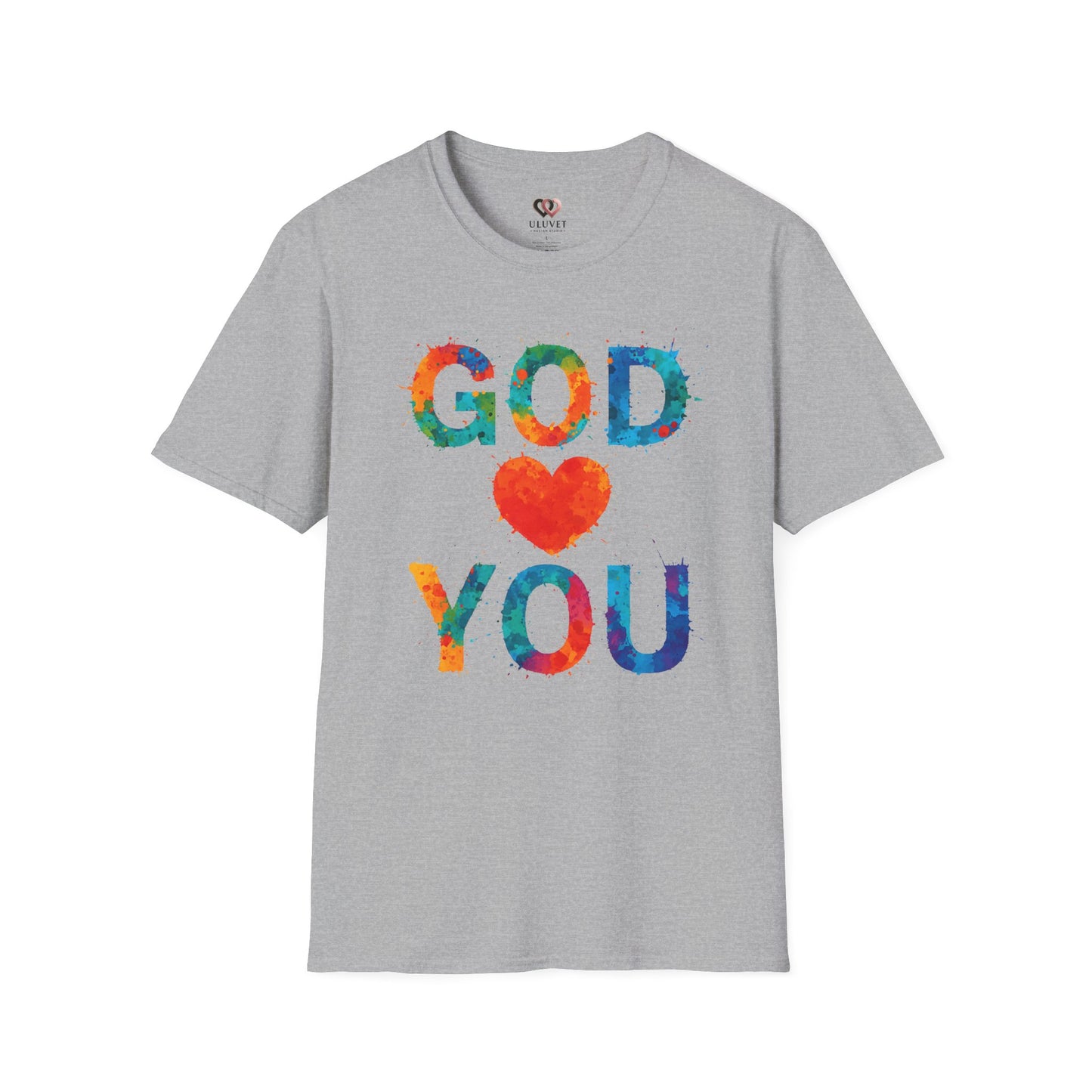 Colorful "God Loves You" Unisex T-Shirt, Inspirational Gift for Faith, Christian Apparel, Religious Tees, Everyday Wear, Uplifting Shirt