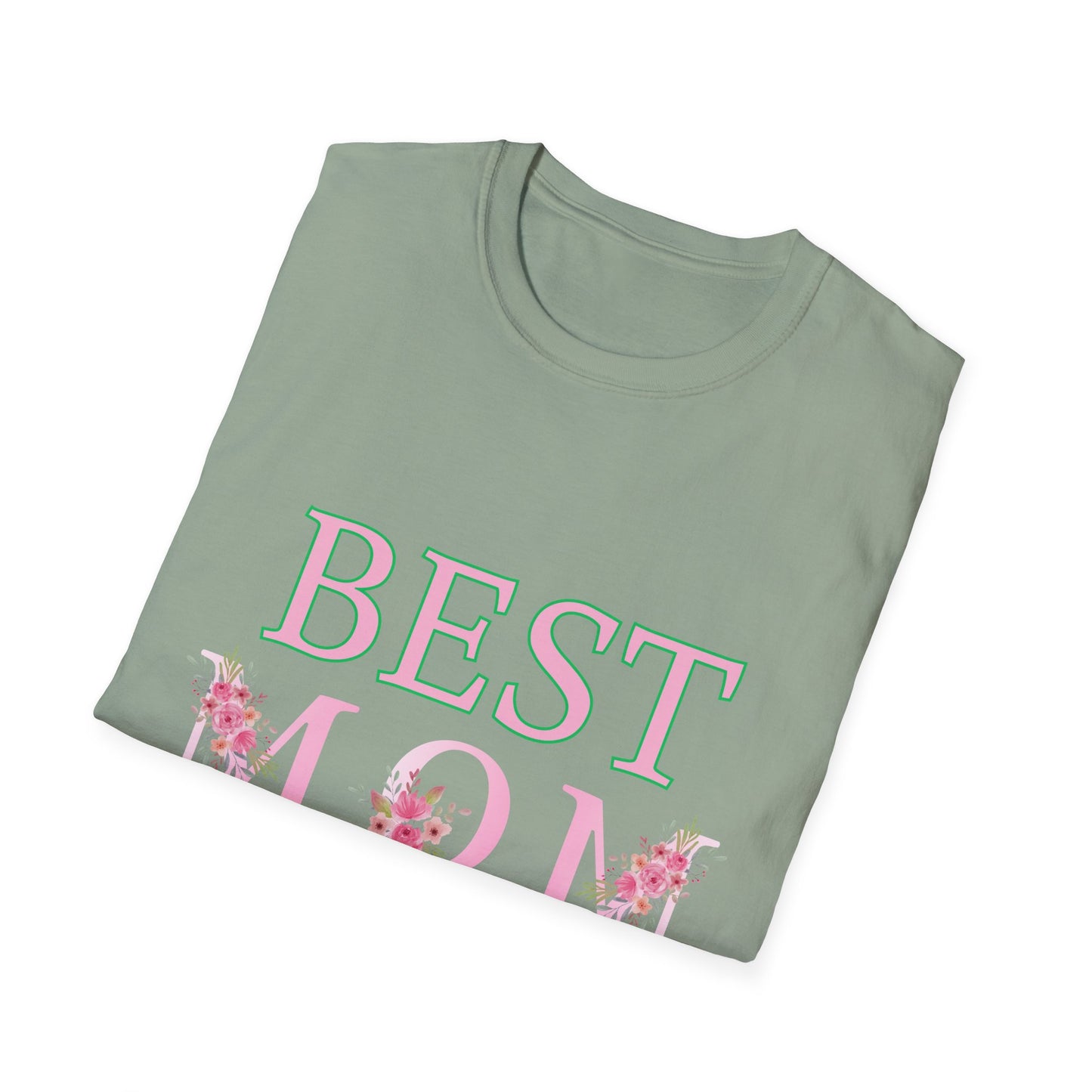Best Mom Unisex Softstyle T-Shirt | Perfect Gift for Mother's Day, Birthday, Casual Wear, Floral Design, Family Gatherings