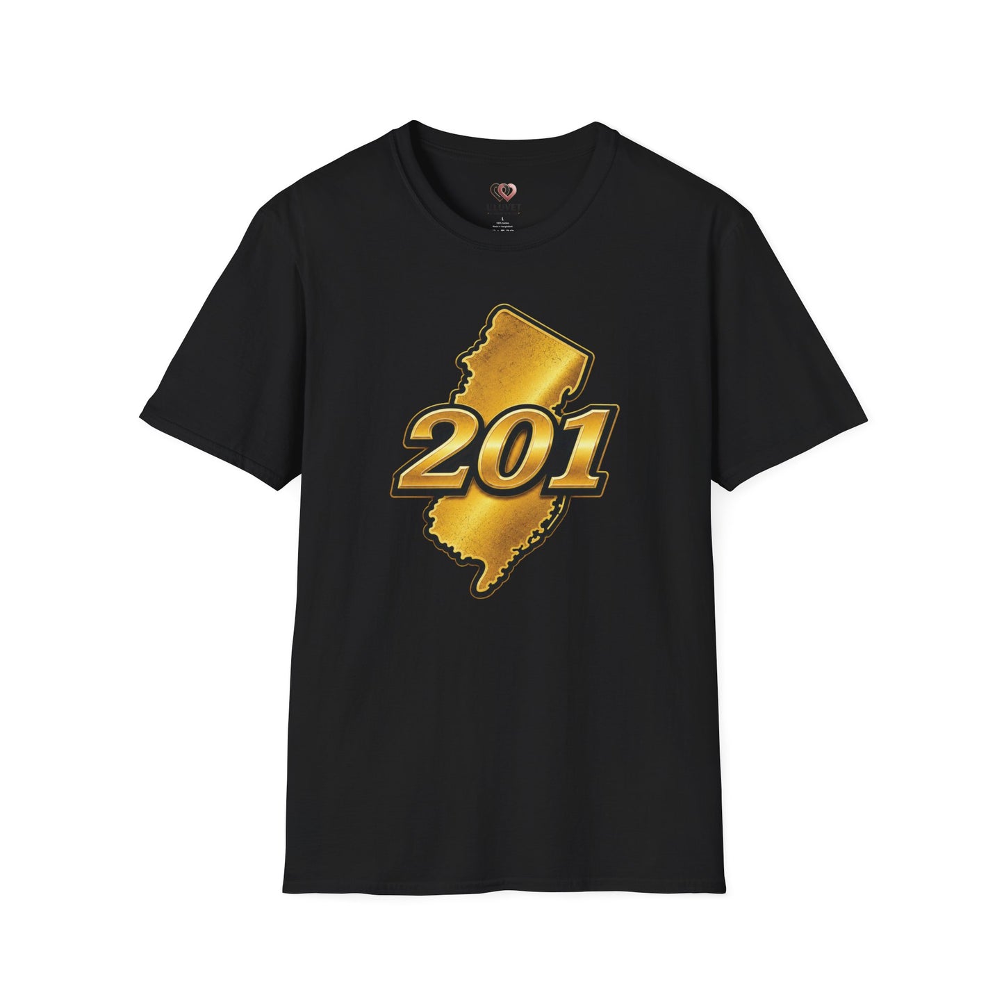 New Jersey 201 Area Code Gold T-Shirt