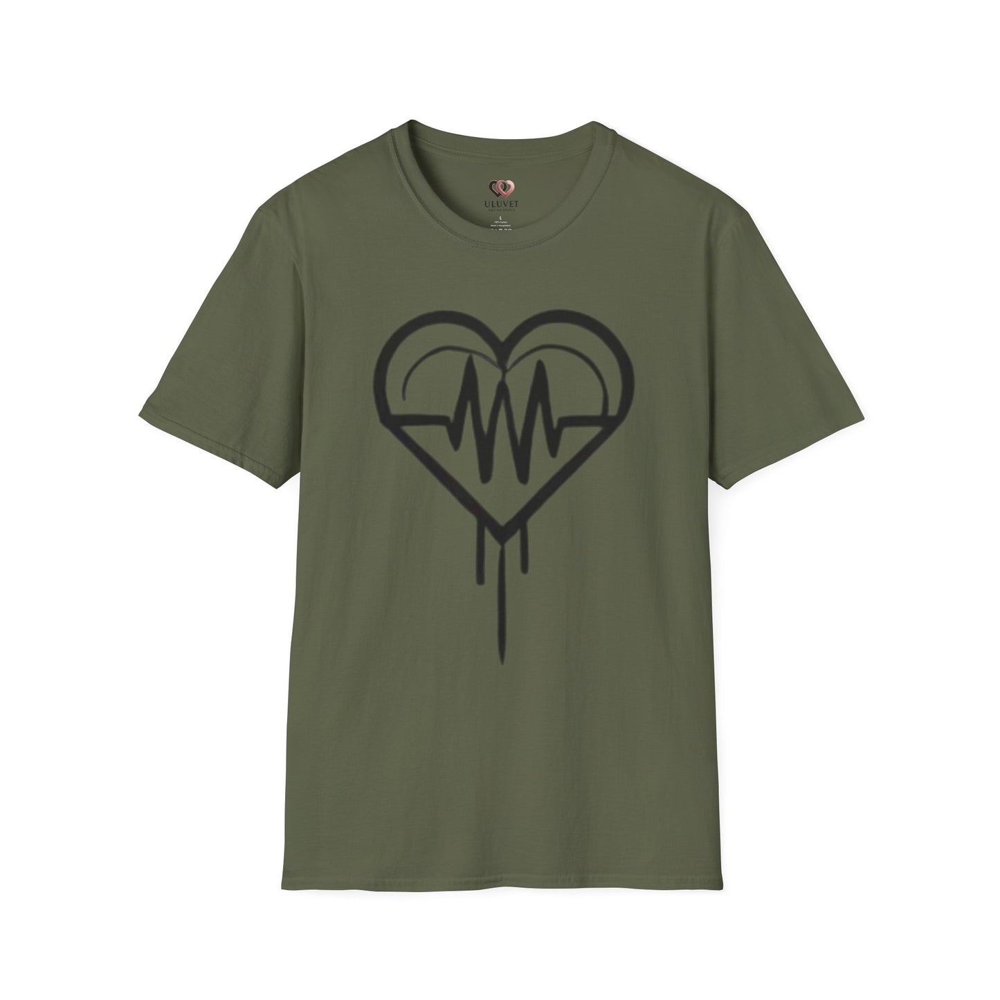 Heartbeat Graphic Unisex T-Shirt, Softstyle Tee, Heartbeat Shirt, Casual Wear, Gift for Music Lovers, Heartbeat Art