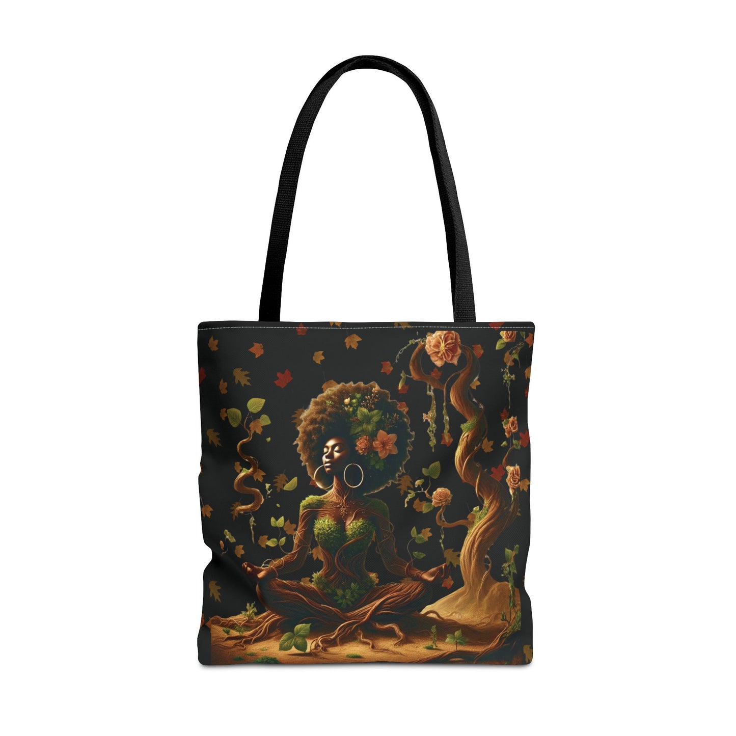 Afro Goddess Meditation Tote Bag | Botanical Meditation Artwork