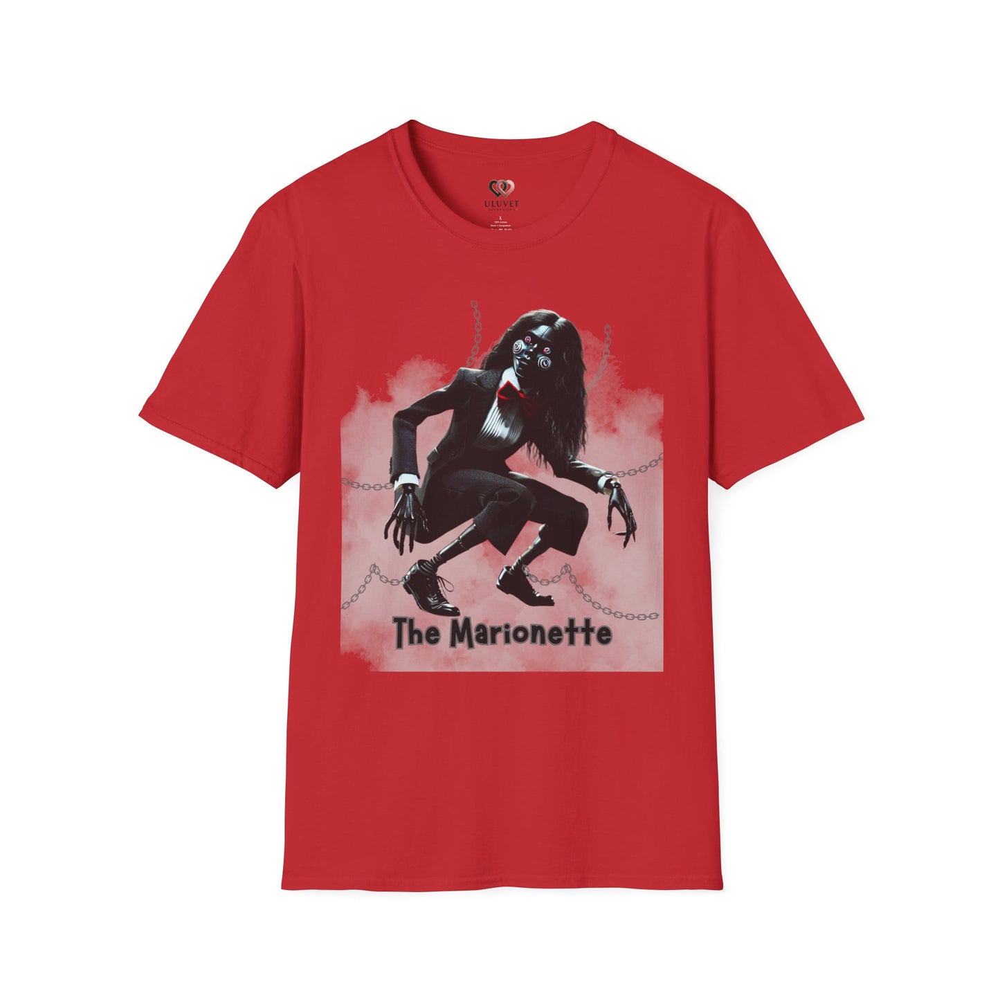 The Marionette Unisex Softstyle T-Shirt | Spooky Halloween Tee, Horror Clothing, Unique Graphic Shirt, Gift for Horror Lovers