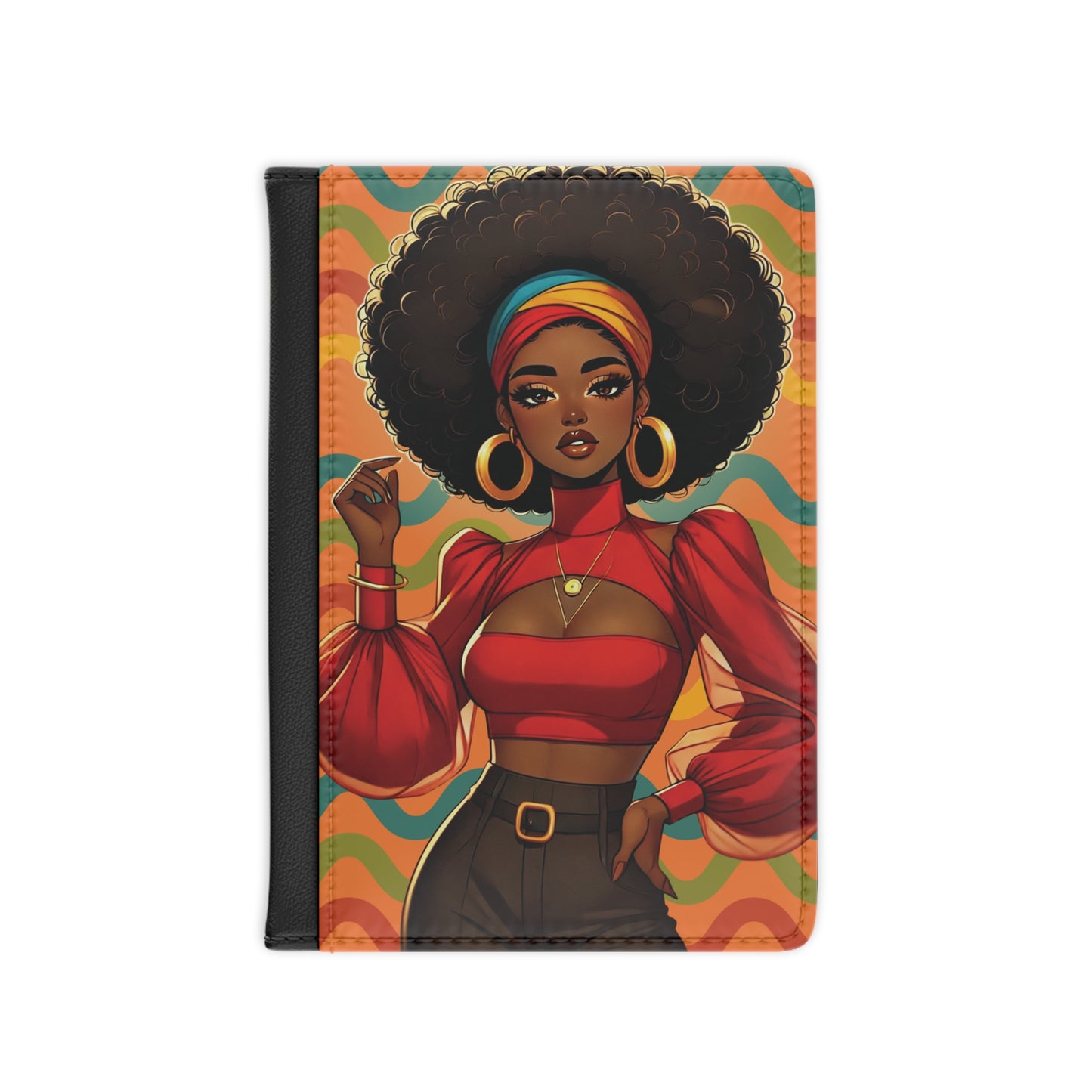 Afro Fashion Girl Passport Cover | Retro Vibes, Bold Colors
