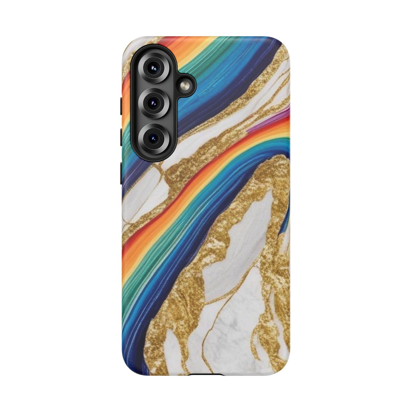 Colorful Marble Phone Case with Rainbow Design, Tough Phone Cover, Customizable Gift, Trendy Cell Accessories, Unique Style