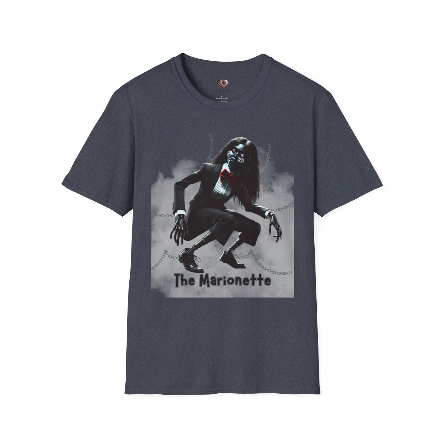 The Marionette Unisex Softstyle T-Shirt | Spooky Halloween Tee, Horror Clothing, Unique Graphic Shirt, Gift for Horror Lovers