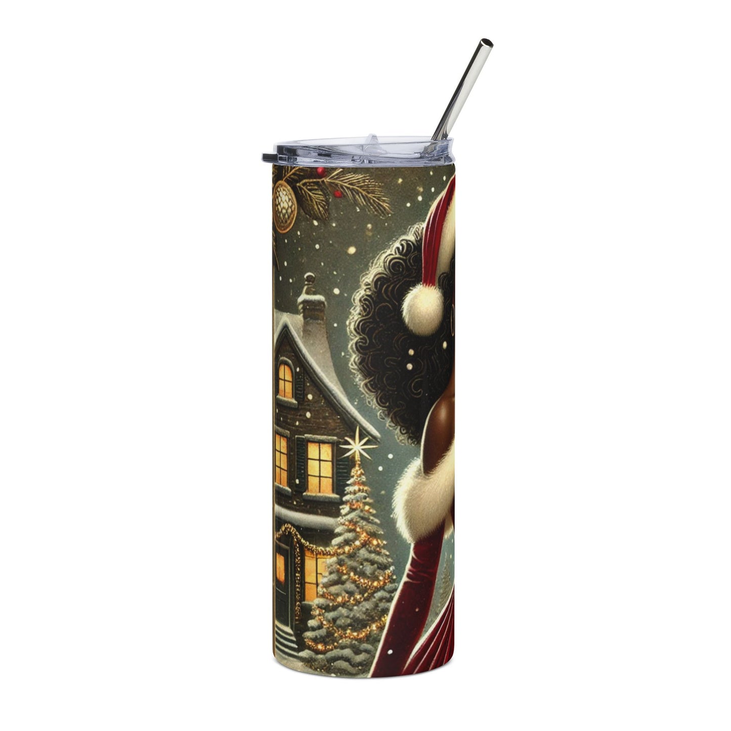 Holiday Themed Stainless Steel Tumbler - 20oz Christmas Drinkware with Elegant Design