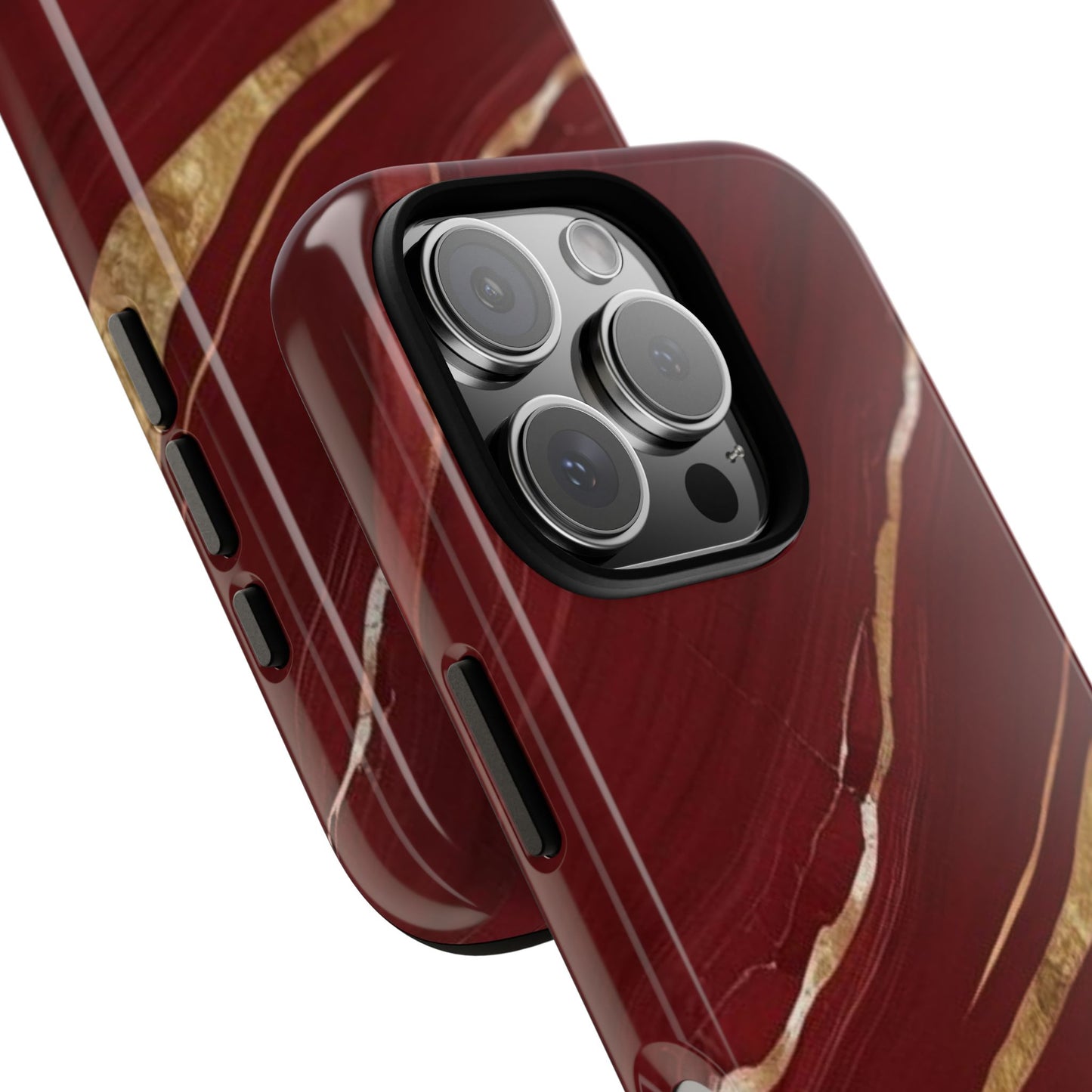 Elegant Red Marble Phone Case - Tough Cases, Stylish Phone Cover, Gift for Her, Luxe Cellphone Protection, Modern Accessories