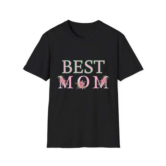 Best Mom Unisex Softstyle T-Shirt | Perfect Gift for Mother's Day, Birthday, Casual Wear, Floral Design, Family Gatherings