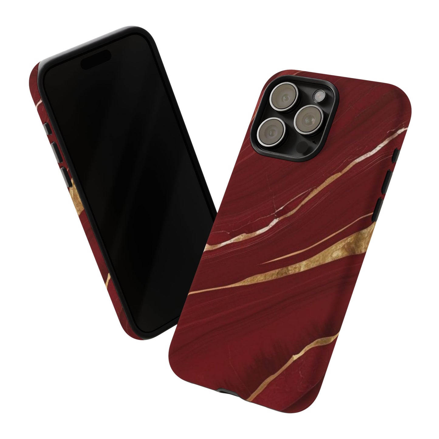 Elegant Red Marble Phone Case - Tough Cases, Stylish Phone Cover, Gift for Her, Luxe Cellphone Protection, Modern Accessories