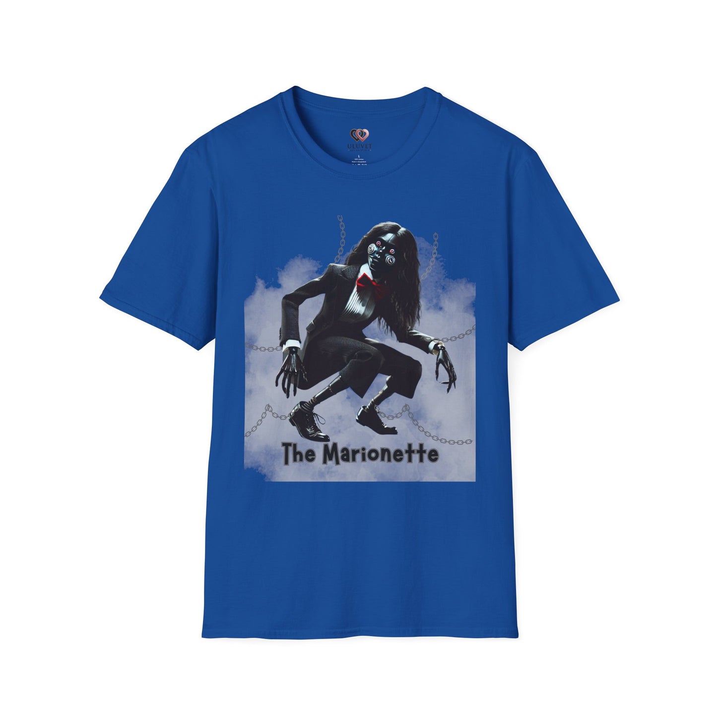The Marionette Unisex Softstyle T-Shirt | Spooky Halloween Tee, Horror Clothing, Unique Graphic Shirt, Gift for Horror Lovers