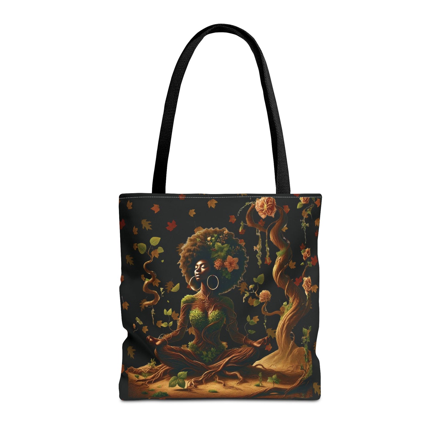 Afro Goddess Meditation Tote Bag | Botanical Meditation Artwork