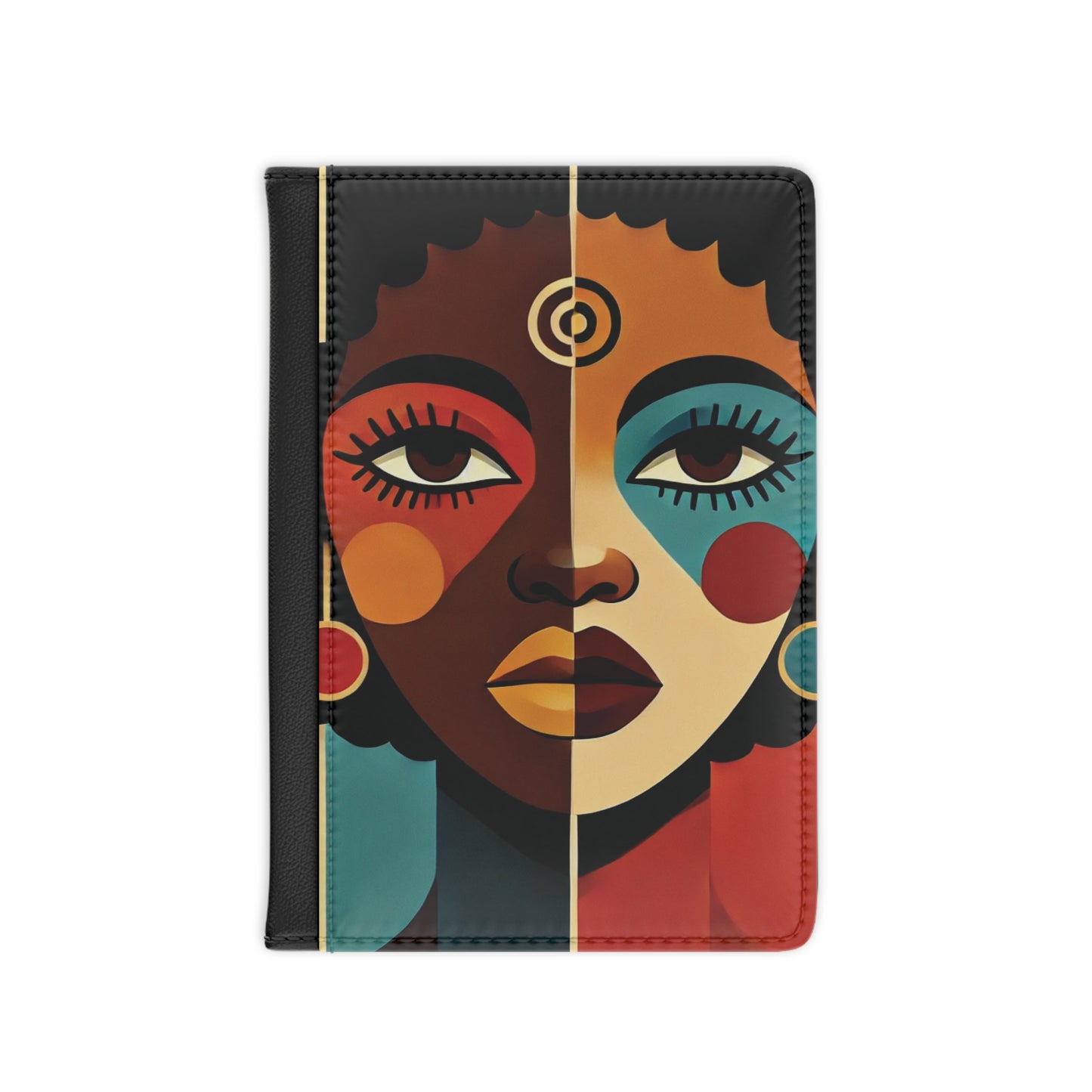 Abstract Afrocentric Face Passport Cover | Colorful Tribal Portrait