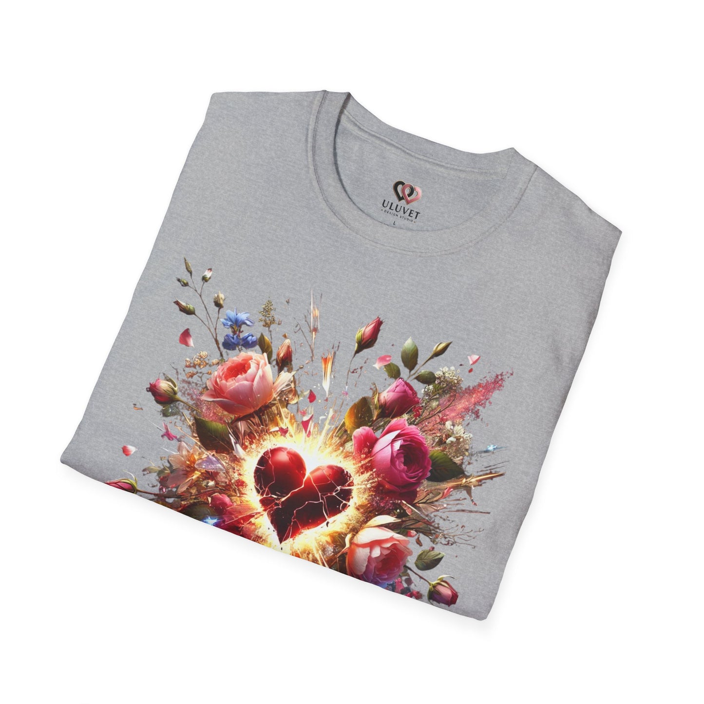 Romantic Floral Heart T-Shirt | Gift for Her | Valentine's Day, Anniversary, Casual Wear, Softstyle Tee, Perfect for Love