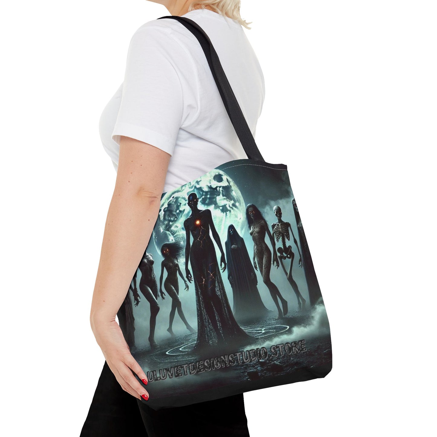 Mystical Alien Tote Bag, Cosmic Art Bag, Gifts for Space Lovers, Unique Shopping Tote, Celestial Design Bag, Science Fiction Accessory