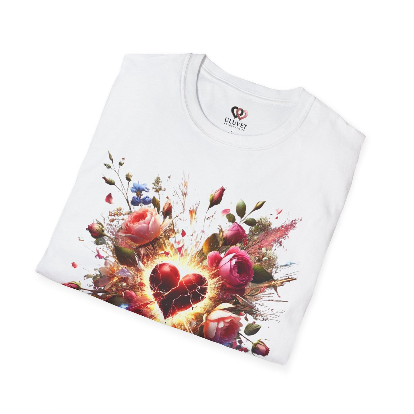 Romantic Floral Heart T-Shirt | Gift for Her | Valentine's Day, Anniversary, Casual Wear, Softstyle Tee, Perfect for Love