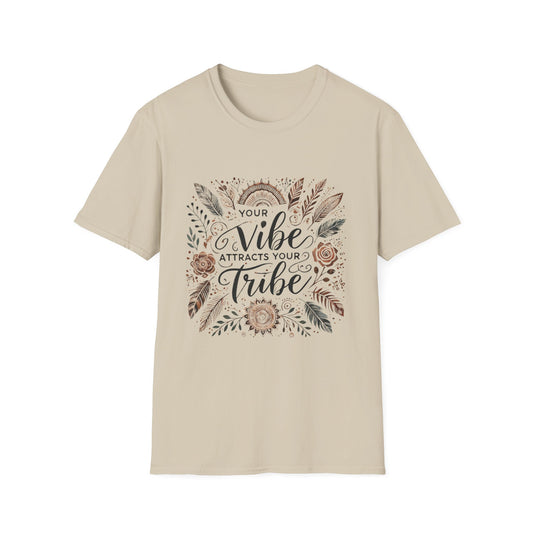 Your Vibe Attracts Your Tribe Unisex Softstyle T-Shirt, Inspirational Tee, Gift for Friends, Spiritual Shirt, Casual Wear, Trendy Clothing