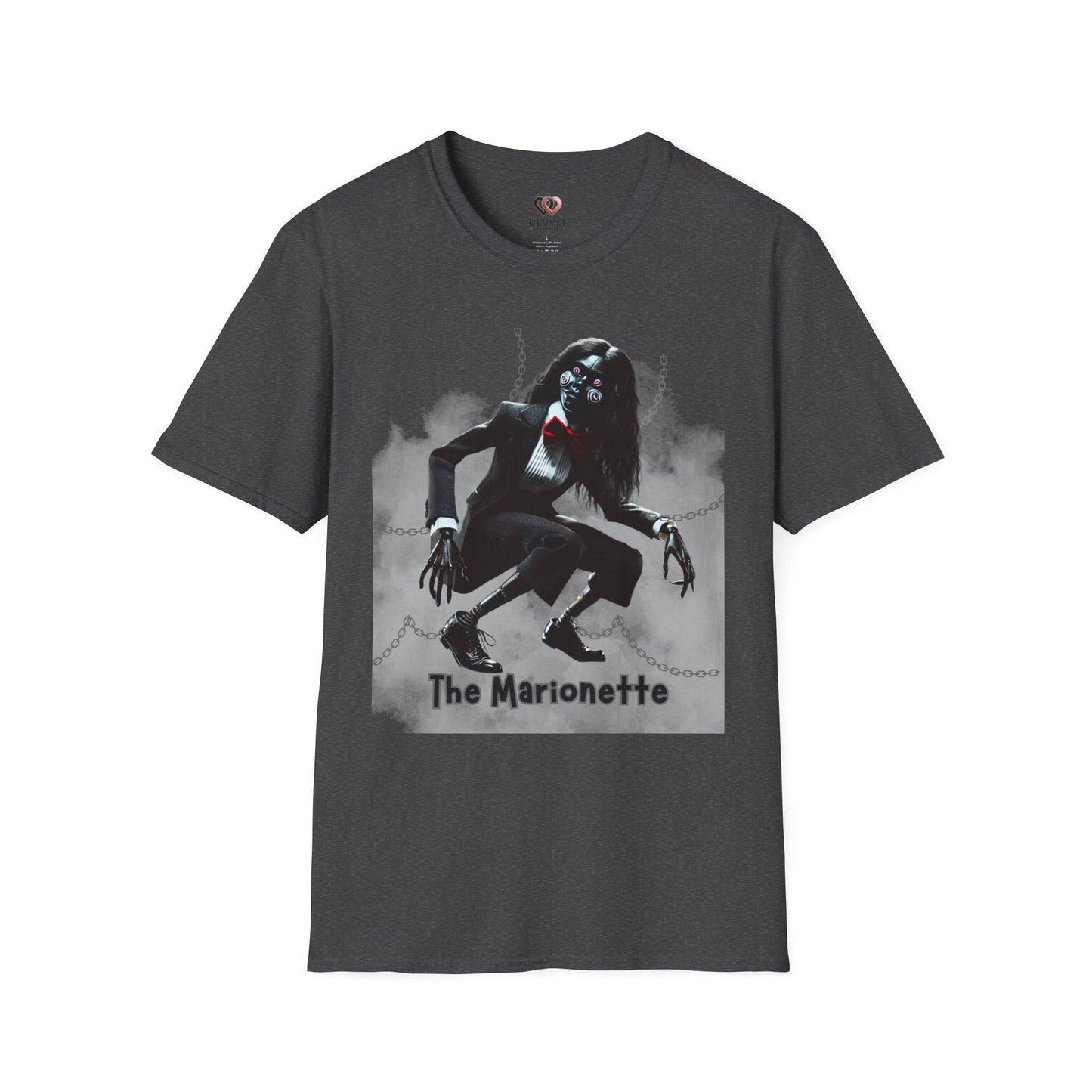 The Marionette Unisex Softstyle T-Shirt | Spooky Halloween Tee, Horror Clothing, Unique Graphic Shirt, Gift for Horror Lovers